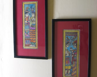 Radha Krishna and Shiva Parvati  Madhubani Paintings