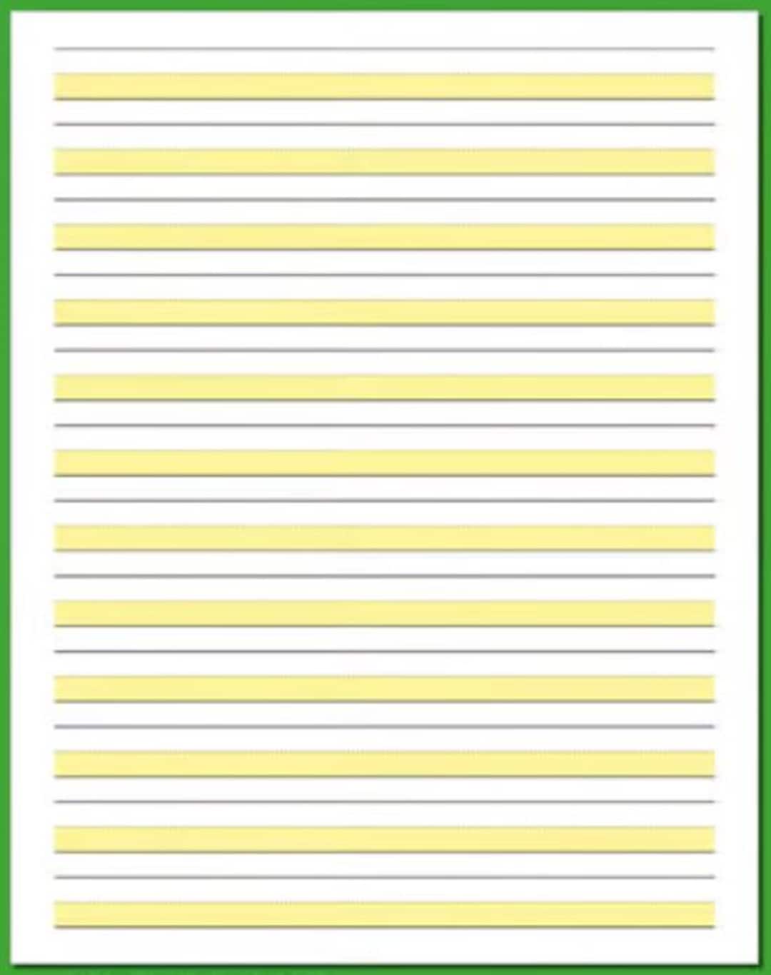 Handwriting Practice Paper: Yellow Highlighted Lines for Kids (digital ...