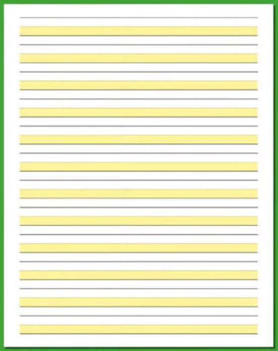 Handwriting Practice Paper: Yellow Highlighted Lines for Kids (digital ...