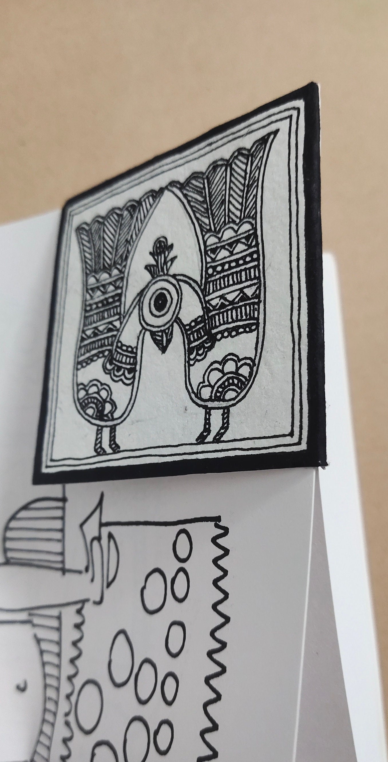 Original Artwork,hand Drawn Corner Bookmark,madhubani Motifs,indian ...