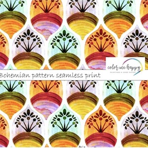 Bohemian pattern seamless print,scrap book paper pack,4 sheets, digital prints, colourful art