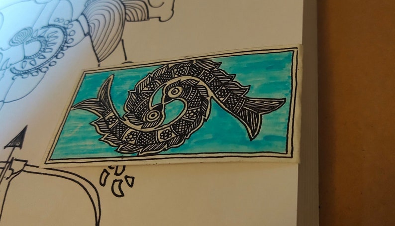 Madhubani Hand Drawn Bookmark,madhubani Motifs,indian Folk Art,book ...