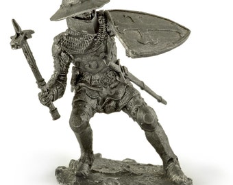 Knight 14Cen Tin toy soldiers metal sculpture Germany 54mm miniature figurine 