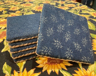 Textile Tile Coasters, set of 6