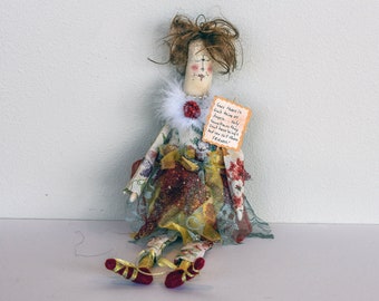 Sure There is Such Things as Angels...Only Sometimes They Don't Have Wings and We Call Them FRIENDS! - Whimsical Handmade Doll