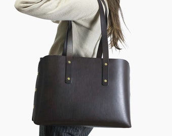 Large leather tote bag