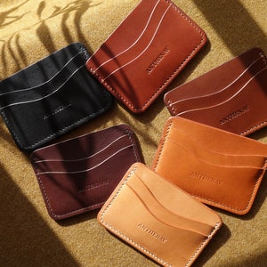 Leather card holder - hand sewn - Custom initials