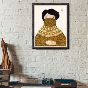 SWEATER WEATHER. Illustration, Art. Portrait, Sweater, Print, Poster, Giclée print on archival paper. 30x40 cm Poster. Signed by artist.