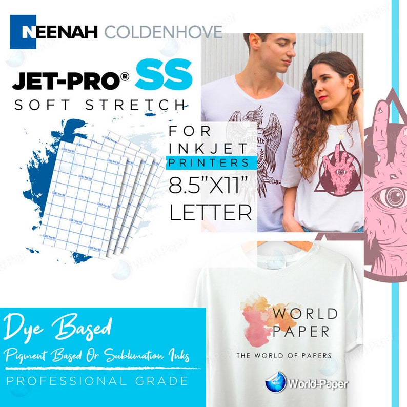 Neenah JetPro SofStretch Inkjet Iron On Transfer Paper 11/" x 17/" 50 Sheets