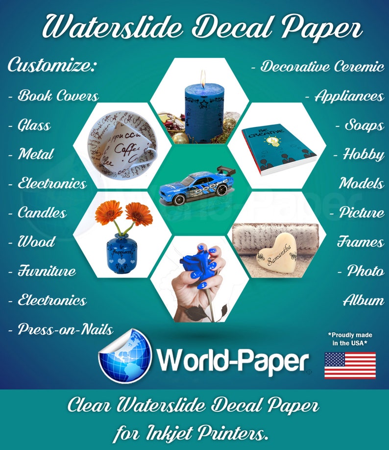 CLEAR 10 Sheets INKJET Water Slide Decal Paper