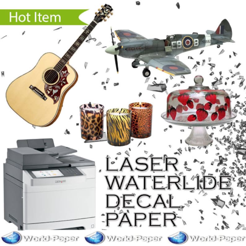 30 Sh 8.5/"x11/" Inkjet Printable Water Slide Decal Transfer Paper CLEAR
