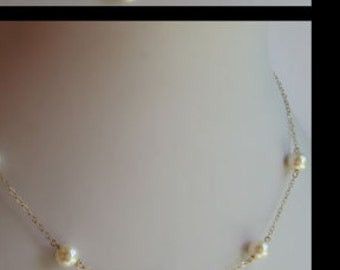 Pretty vintage 14K GOLD GENUINE PEARL chain necklace