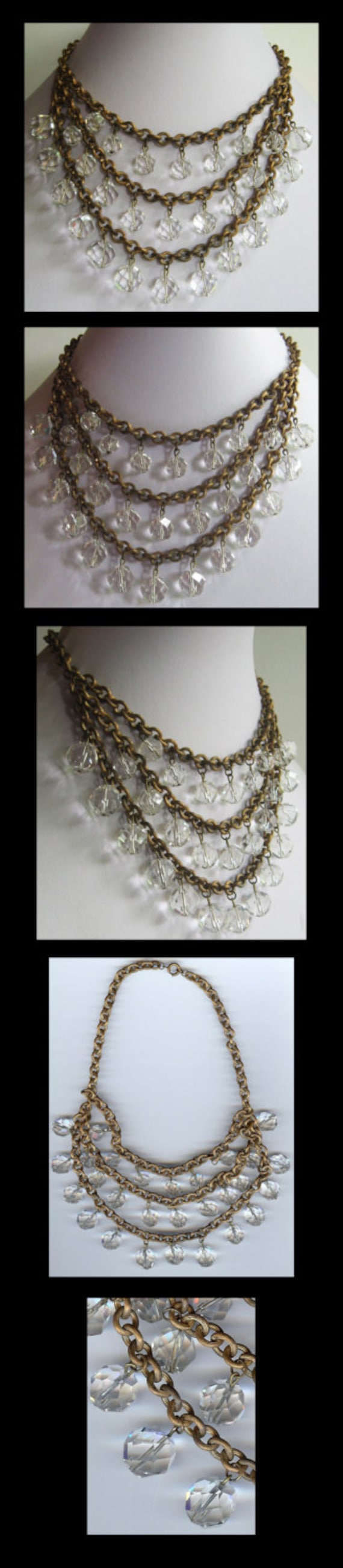Glamourous vintage brass & faceted CRYSTAL BAUBLE… - image 1
