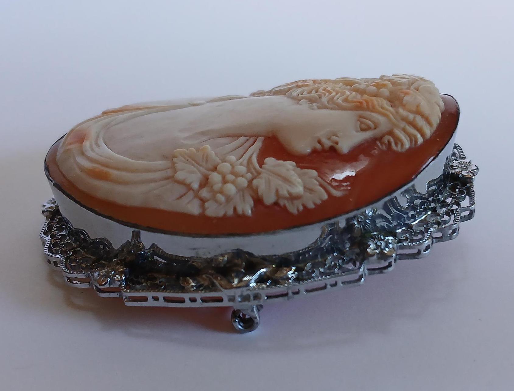 Large ANTIQUE Ornate Sterling Silver Carved Shell CAMEO Pin BROOCH - Etsy