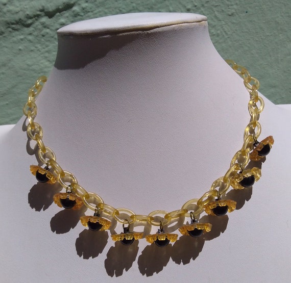 VINTAGE translucent yellow celluloid links chain … - image 3