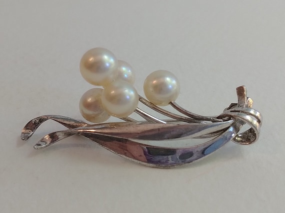 MIKIMOTO vintage elegant sterling silver five lar… - image 2