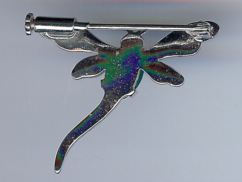 FRENCH HALLMARKED VINTAGE sterling silver chrysoprase marcasite dragonfly pin