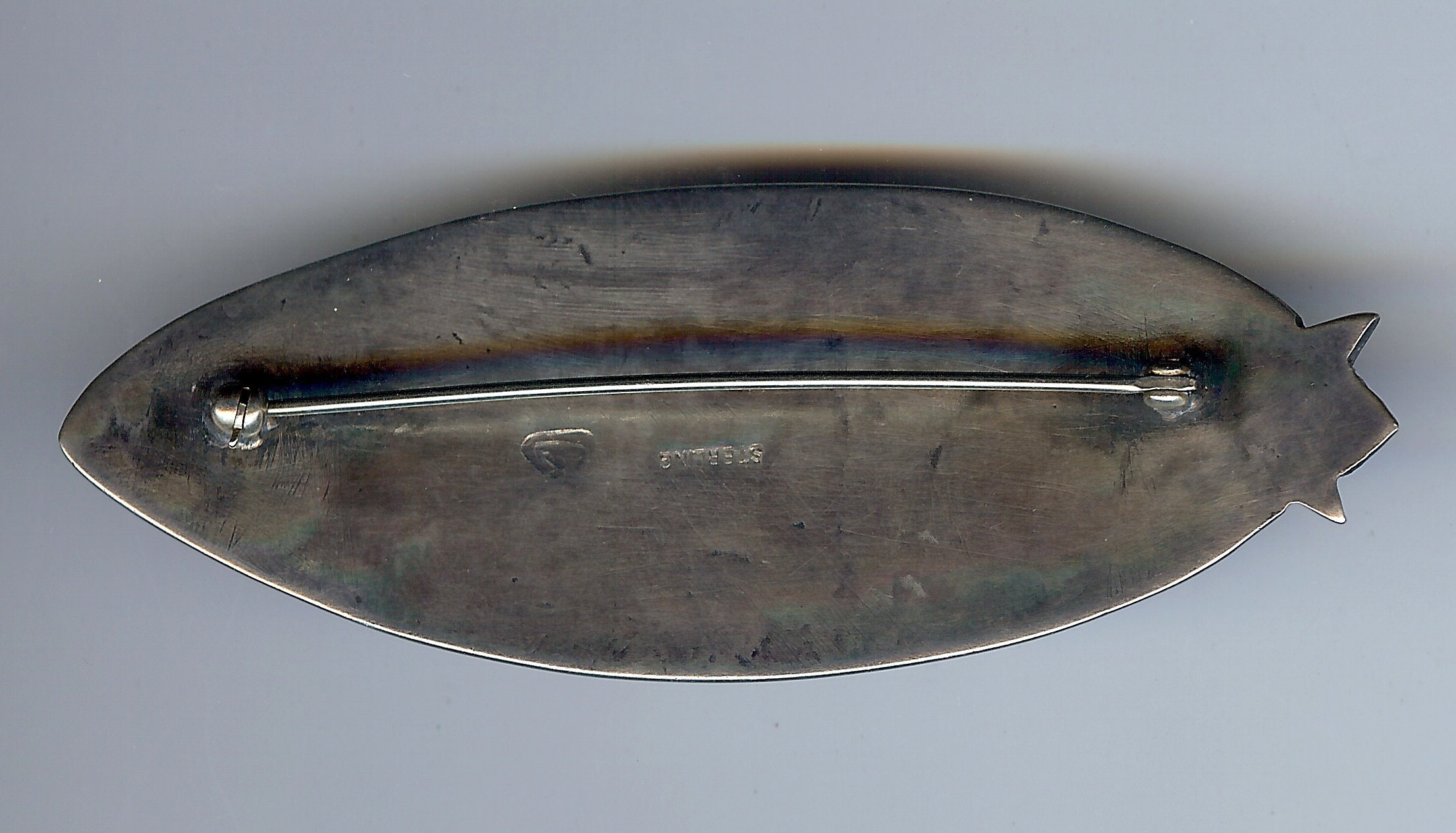 Fishbone Pin WONDERFUL VINTAGE Hallmarked Hammered Sterling Silver Modernist Fish ...