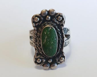 Vintage Fred Harvey-eran NAVAJO indisk sterlingsilver Cerrillos turkosring storlek 5
