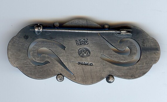RAFAEL MELENDEZ WEIGHTY vintage Mexican sterling silver swirls pin brooch View 2