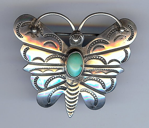 One Of The Largest Vintage Native American Navajo Turquoise Sterling Silver Pin Old One Of The Largest Vintage Native American Navajo Turquoise Sterling Silver Pin Old