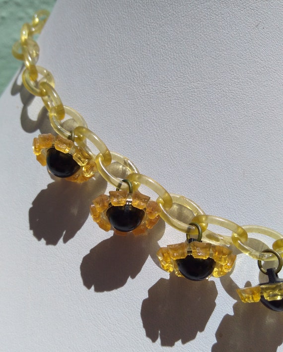 VINTAGE translucent yellow celluloid links chain … - image 4