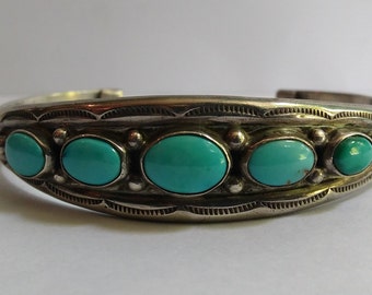 VINTAGE NAVAJO INDIAN silver turquoise beauty cuff bracelet