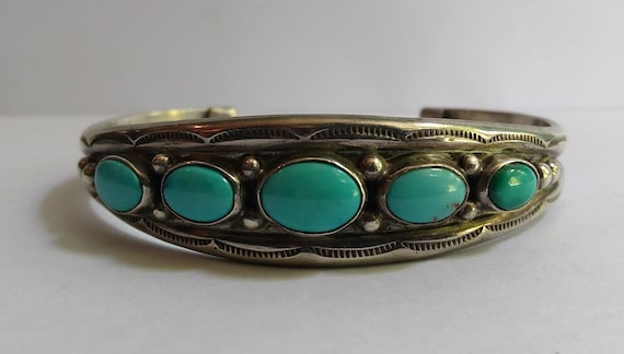 ヴィンテージ ナバホ インディアン シルバー ターコイズ ビューティー