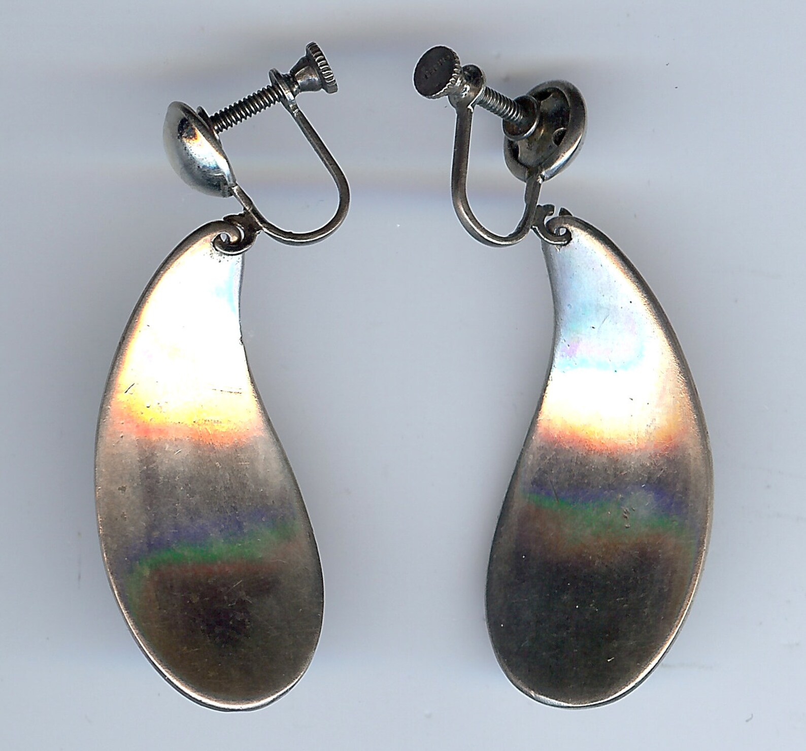 Vintage 1970s Modernist Steel Drop Earrings
