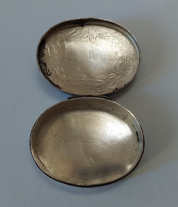 Vintage Ornate Marked CHINA Silver Jade Oval PILL BOX - Etsy