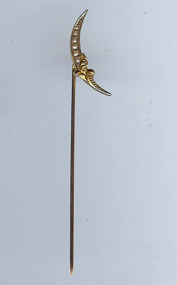 ANTIQUE VICTORIAN 10K gold & pearl crescent MOON s