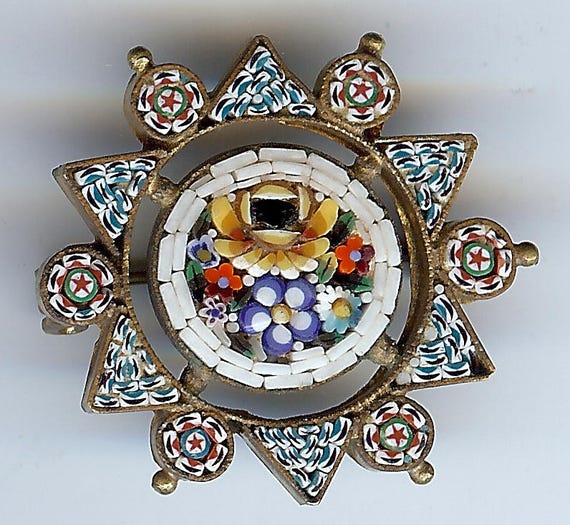 イタリアヴィンテージ マイクロモザイクブローチ ブルー 星⭐︎ イタリアヴィンテージ マイクロモザイクブローチ ブルー 星