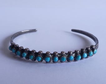 VINTAGE Native American silver snake eye TURQUOISE cuff BRACELET