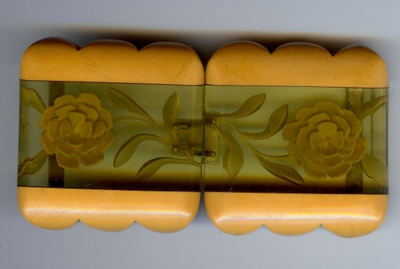 VINTAGE Reverse Carved Applejuice Butterscotch Bakelite  display picture 1