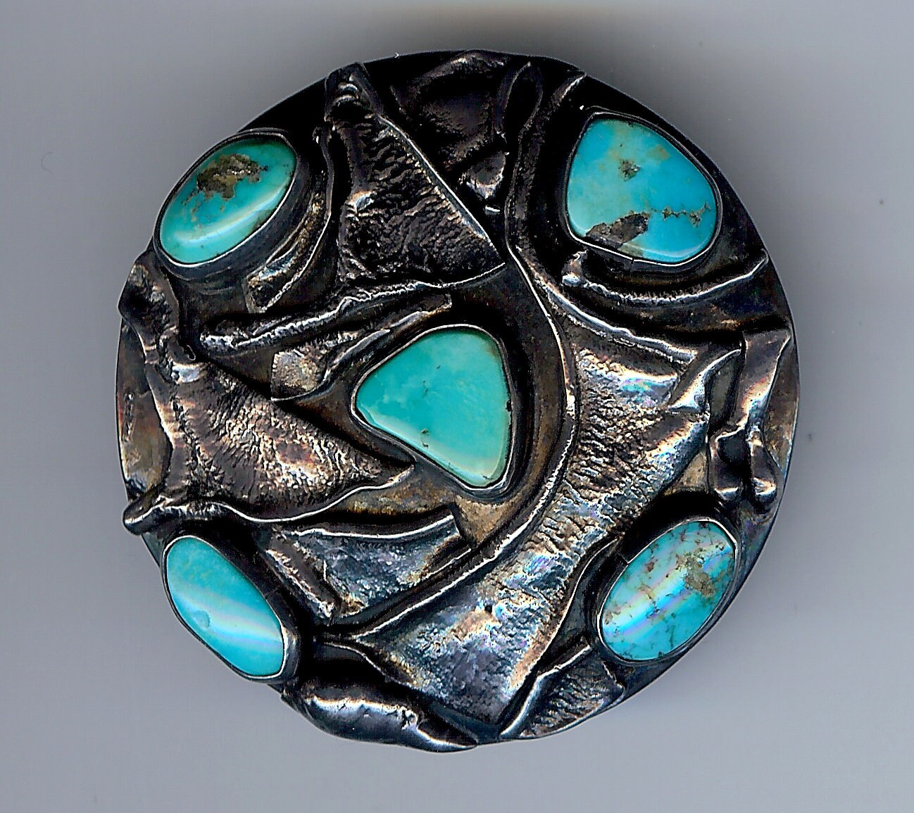 VMB ヴィンテージ ターコイズ&シルバー ピンブローチA VMB ヴィンテージ ターコイズ&シルバー ピンブローチA