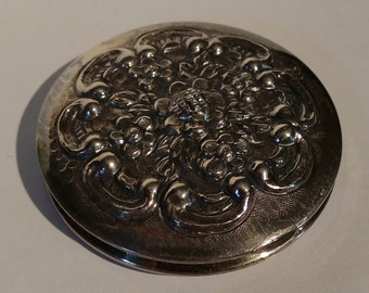 VINTAGE STERLING diseño de flores de relieve COMPACT