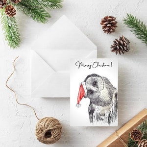 Cartolina di Natale con gufo, auguri di buone feste, cartolina di Natale carina