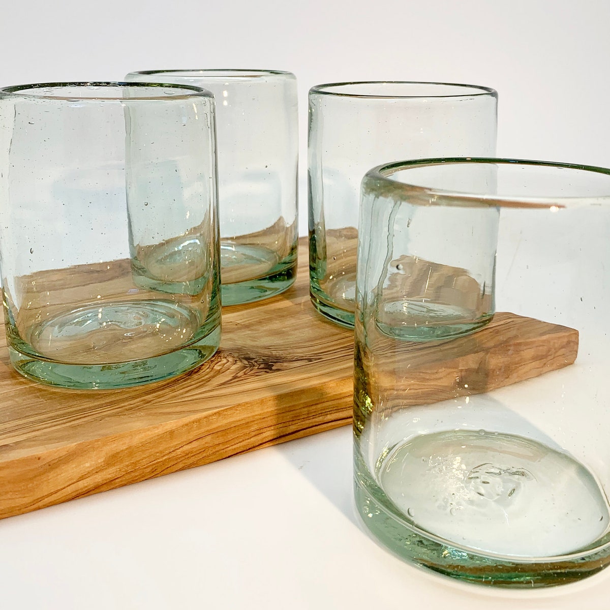 Clear Handblown Recycled Glasses 14 oz - Set of 6