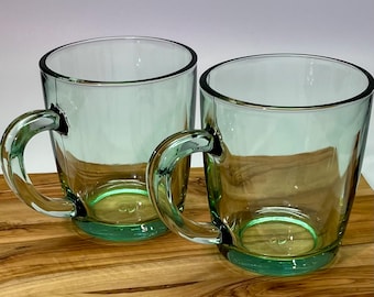 Glass Coffee Mug Recycled Glass Sustainable Gift for Coffee Tea Lover Housewarming Gift for Mom Set of 2