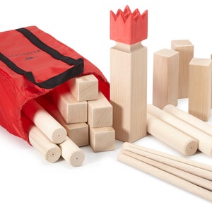 Juego de lanzamiento de kubb sueco para fiesta al aire libre en el césped y la playa, para 2 a 12 jugadores, divertido para todos.