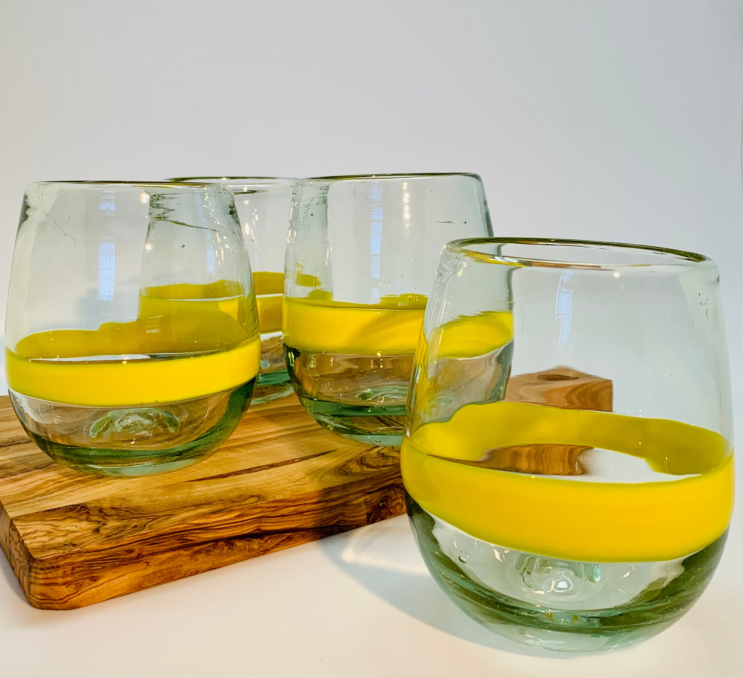 Handblown Yellow Colored Stemless Wine Glass – Neighborly