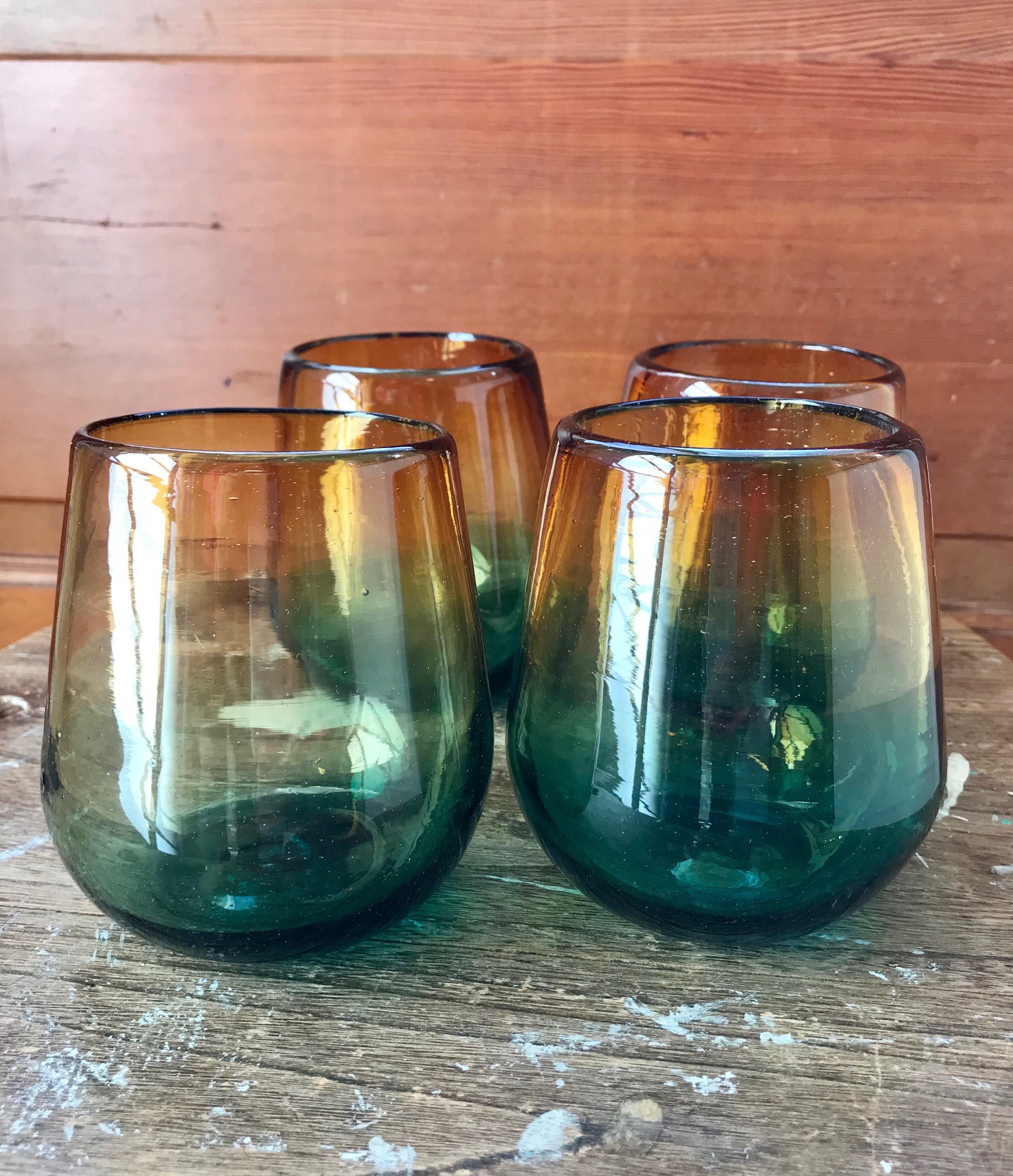 Stemless Wine Glasses for Cocktails, Wine, or Sangria. Handmade Blown Drinking  Glassware. Made in USA. 