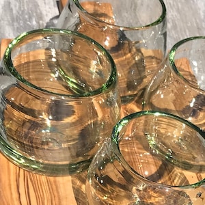 Hand Blown Recycled Glass Roli Poli Glasses Cocktail Glasses Stemless Wine Glass Bourbon Bohemian Style Eco Friendly (Set of 4 or 6) 6 oz.