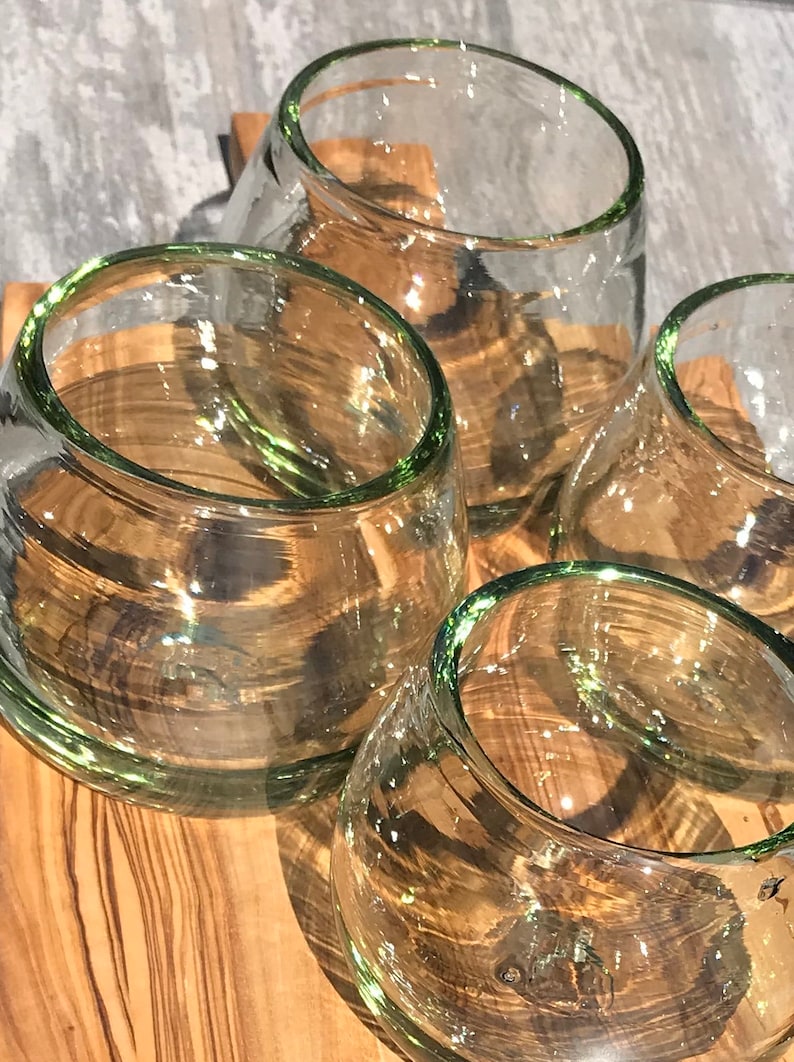 Hand Blown Stemless Roli Poli Glasses (Set of 6)