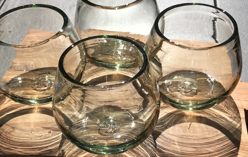 Hand Blown Recycled Glass Roli Poli Glasses Cocktail Glasses Etsy