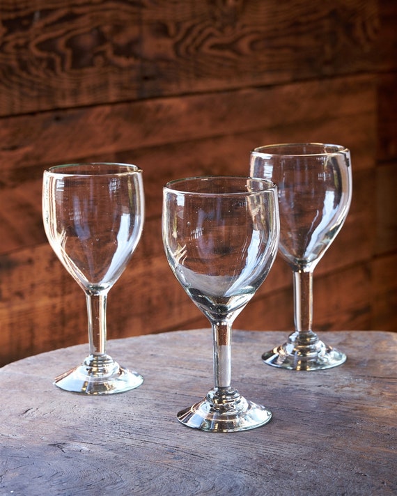 Hand Blown Recycled Glass Wine Glasses (Set of 3) Artisan Cabo Beach Style  Drinking Glass Eco Friendly