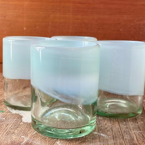Cocktail Glasses White Ombré Artisan Mouth Blown Recycled Glass Gift Margarita Sustainable Gift Mixologist Tumbler Handblown (set of 4 or 6)