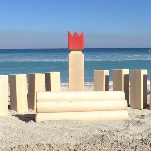 Juego Kubb de madera maciza, regalo de graduación para papá, juego de césped para fiestas al aire libre, juego de portón trasero para reunión en la playa, juego de lanzamiento de lujo, hecho en Italia