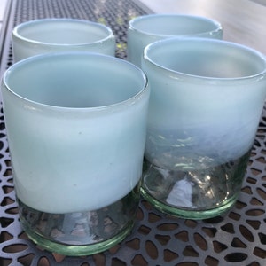 Lowball Rocks Glasses Handblown Recycled Glass Set of 2 White Ombre Eco Friendly Juice/Cocktail/Margarita Artisan Hand Blown Unique Gift image 4