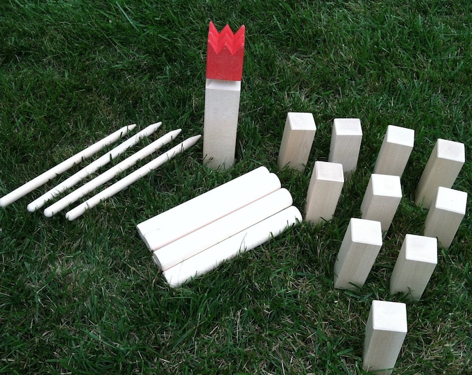 Kubb Game Solid Hardwood Graduation Gift for Dad Outdoor Party Lawn Game Tailgating Game for Beach Reunion Tossing Game Deluxe Made in Italy